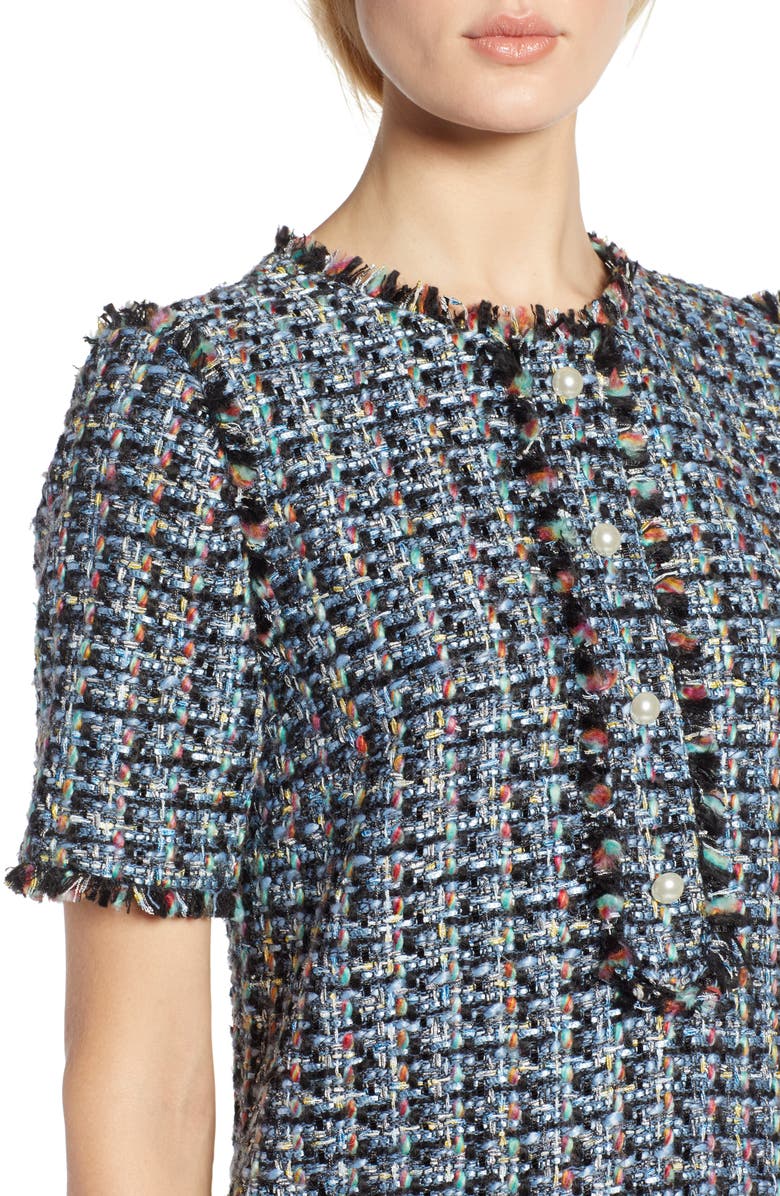 Halogen<sup>®</sup> x Atlantic-Pacific Fringe Tweed Dress, Alternate, color,