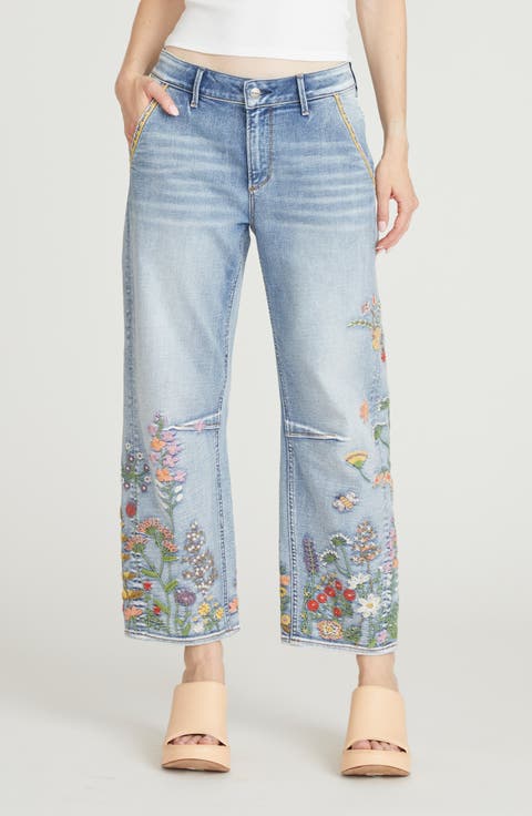 Barbie Barrel Leg Jeans (Flower Fields)