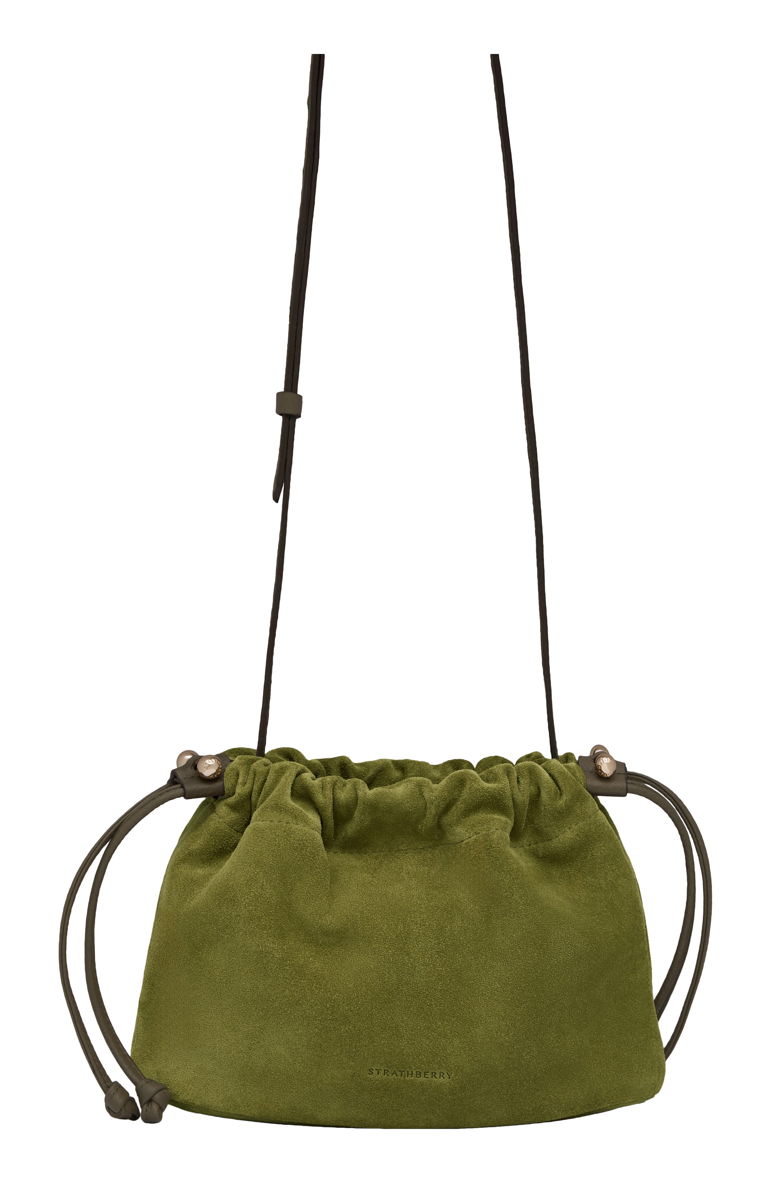 Drawstring Suede Crossbody Bag, Main, color, LIME/ KHAKI