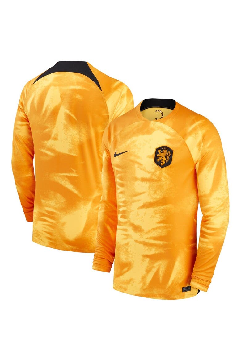 Men's Nike Orange Netherlands National Team 2022/23 Home Breathe Stadium Replica Blank Long Sleeve Jersey, Main, color, Orange