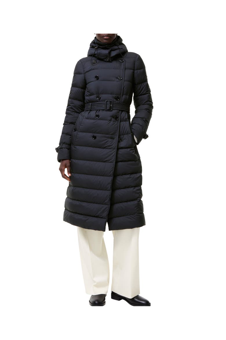 Long Nylon Audley Puffer Coat, Alternate, color, Navy