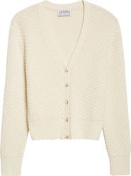 ST. JOHN Perlé Crepe Wool Blend Cardigan