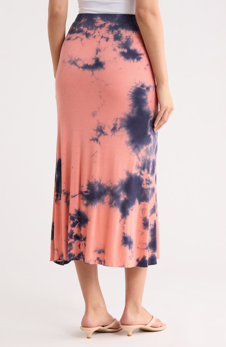 GO COUTURE Tie Dye Slit Maxi Skirt, Alternate, color, Navy