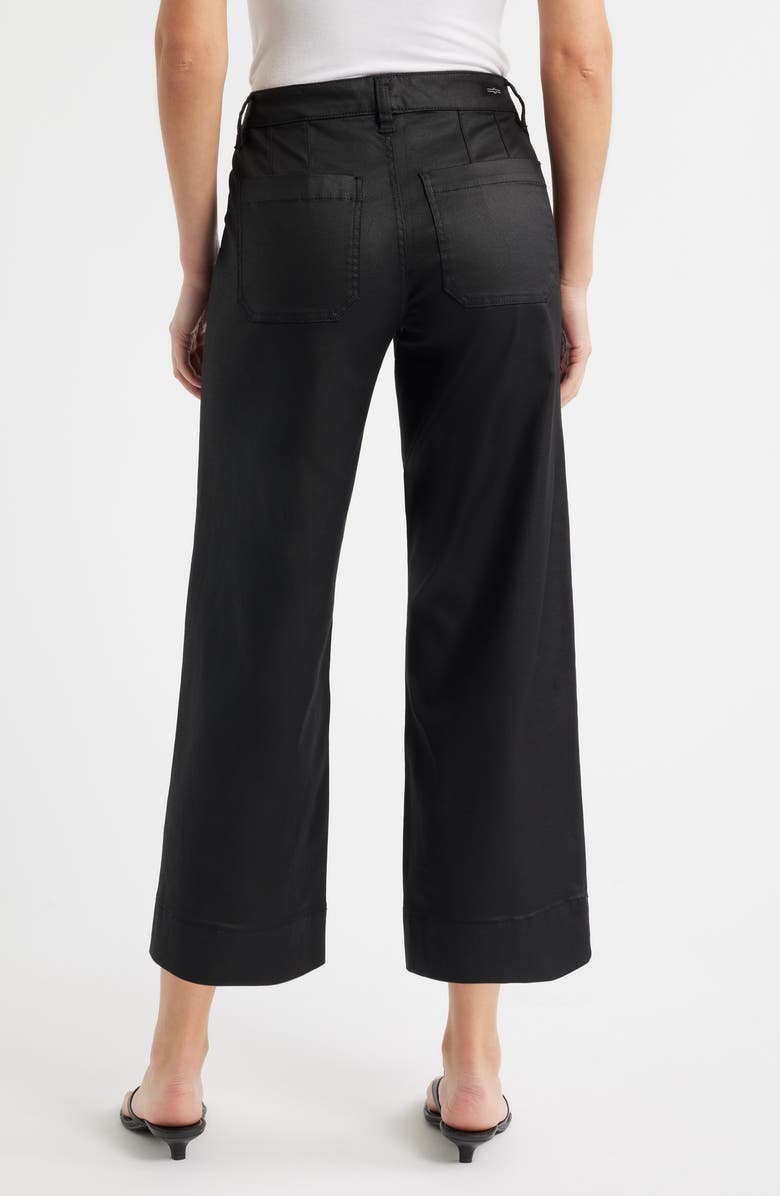 Liverpool Los Angeles Coated Patch Pocket Ankle Wide Leg Pants, Alternate, color, Black Coated