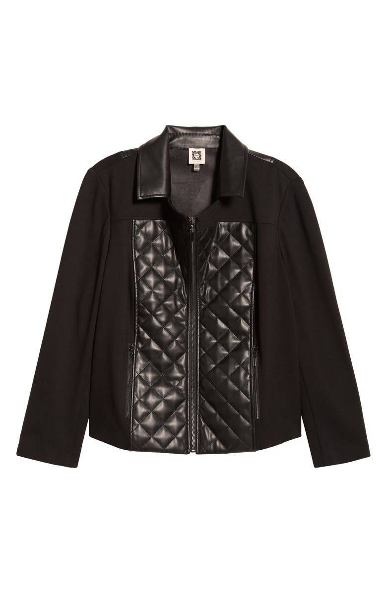 AK ANNE KLEIN Quilted Faux Leather Moto Jacket, Alternate, color,