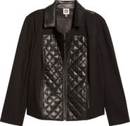 AK ANNE KLEIN Quilted Faux Leather Moto Jacket
