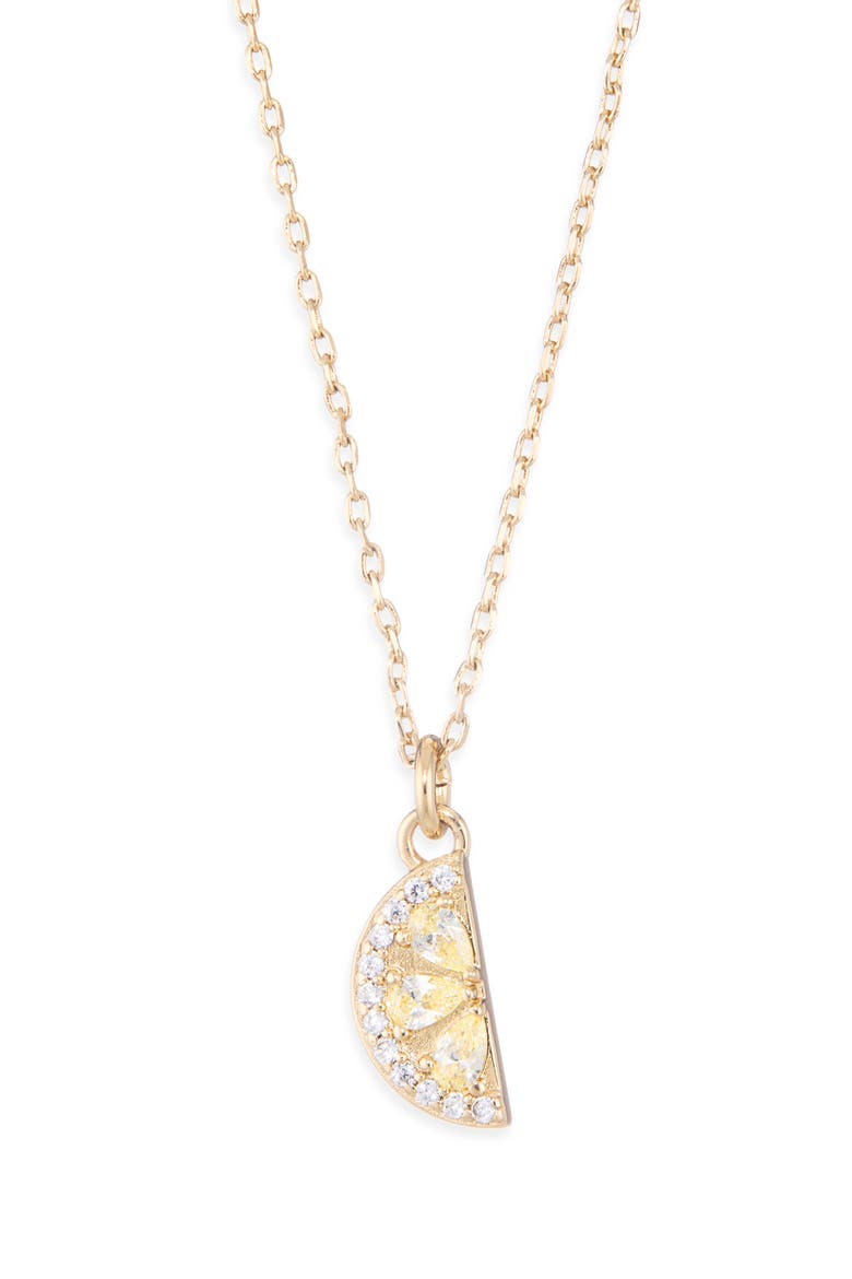 Lemon Slice Cubic Zirconia Pendant Necklace, Alternate, color, CLEAR/ GOLD
