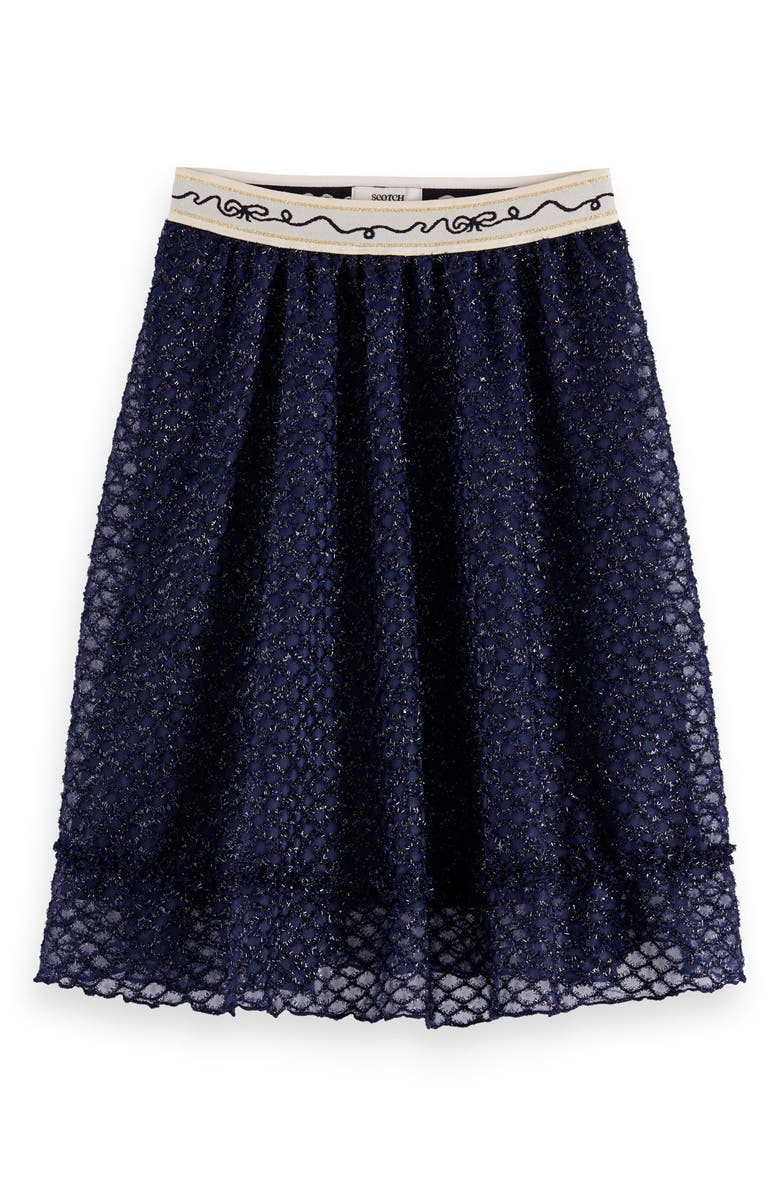 Scotch & Soda Kids' Fancy Sparkle Midi Skirt, Main, color, Peacoat