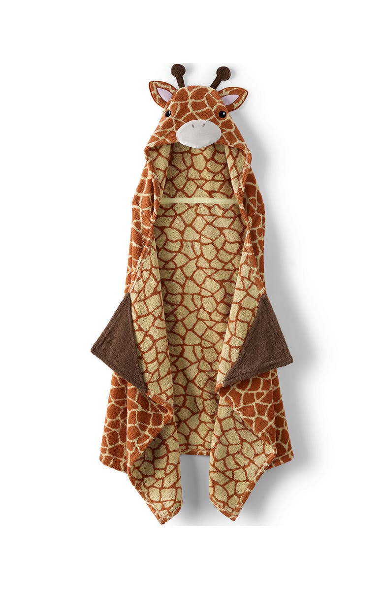 Lands' End Kids Cotton Hooded Towel, Alternate, color, Giraffe