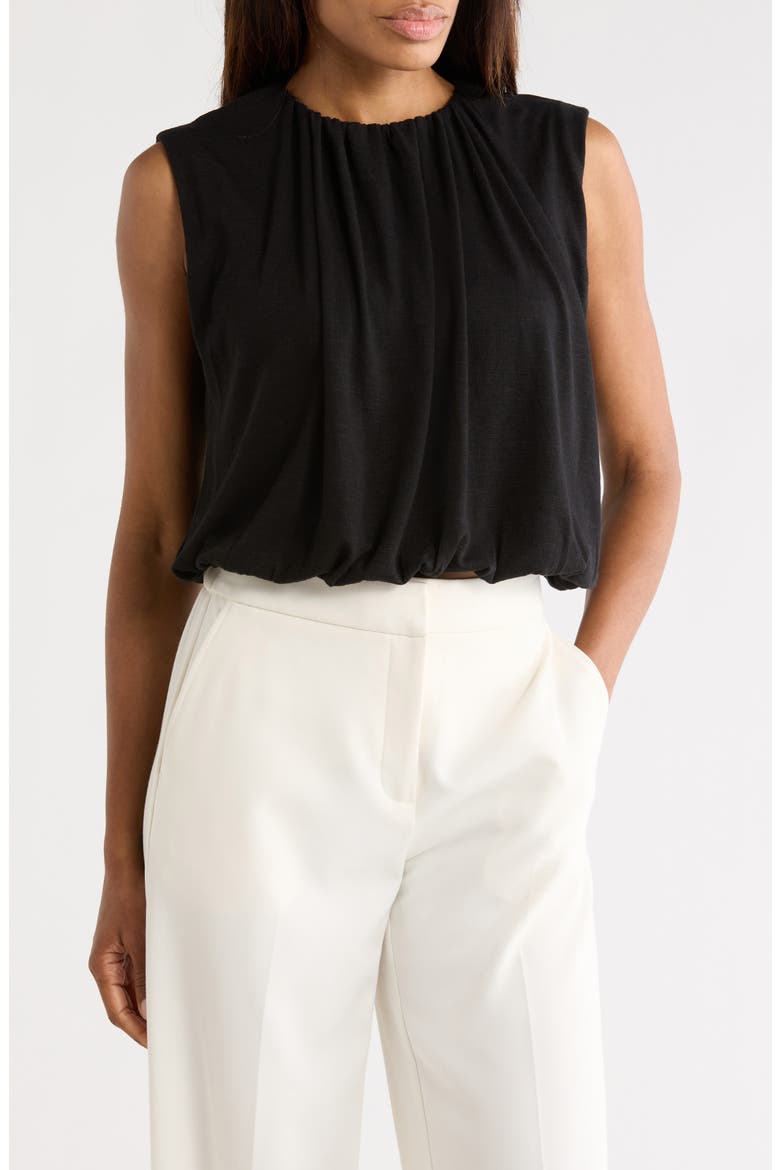 Crewneck Bubble Hem Tank, Main, color, BLACK