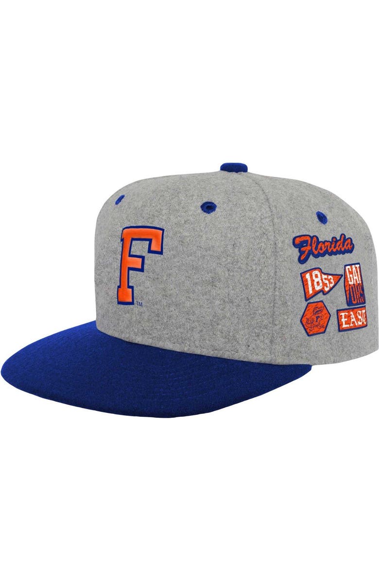 Mitchell & Ness Youth Mitchell & Ness  Gray Florida Gators Melton Patch Snapback Hat, Main, color, 