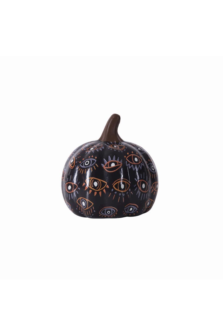 Black Small Opening Mystic Eye Pumpkin Figurine 3.9", Main, color, Black