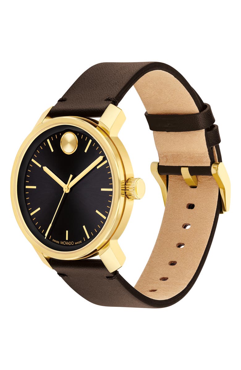 Movado Bold Access Leather Strap Watch, 41mm, Alternate, color, 