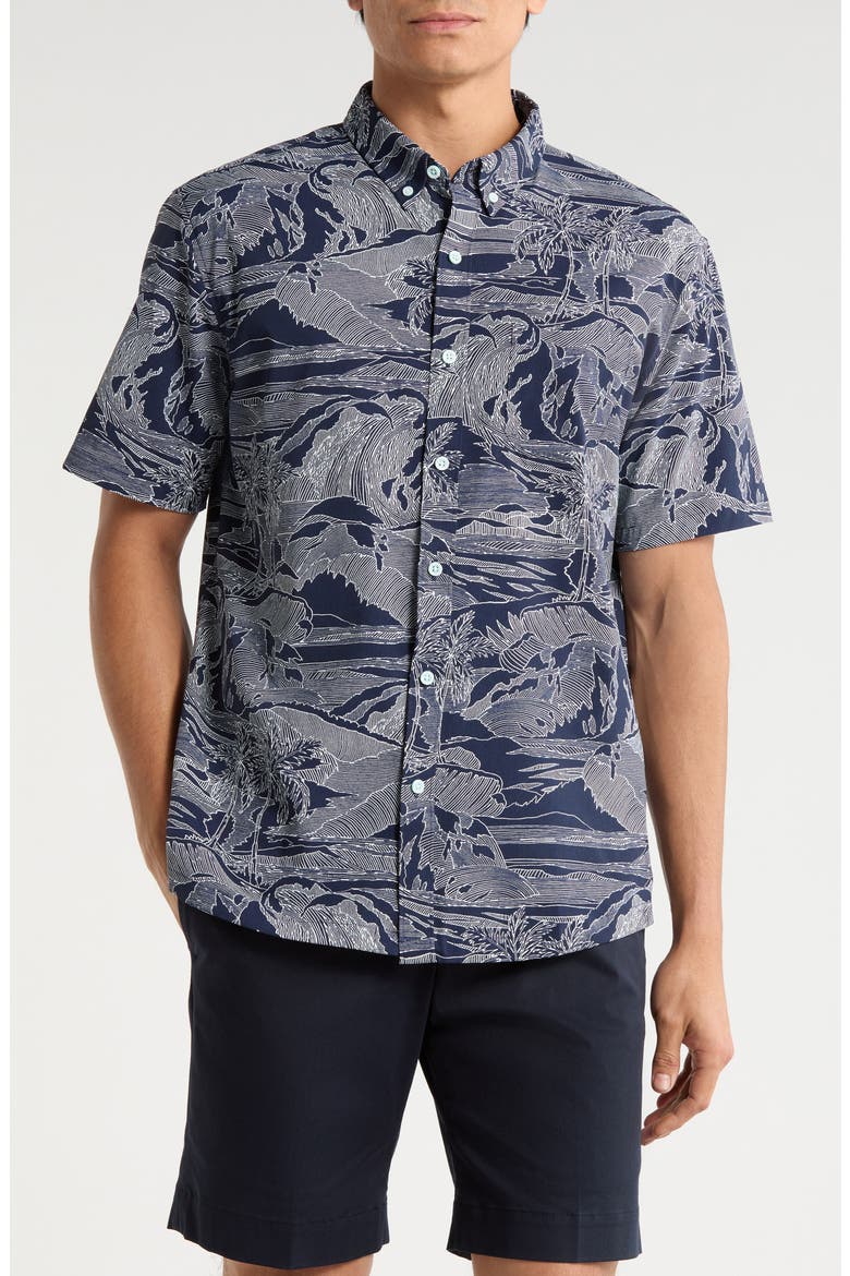 Sea Sketch Button-Down Shirt, Main, color, NAVY