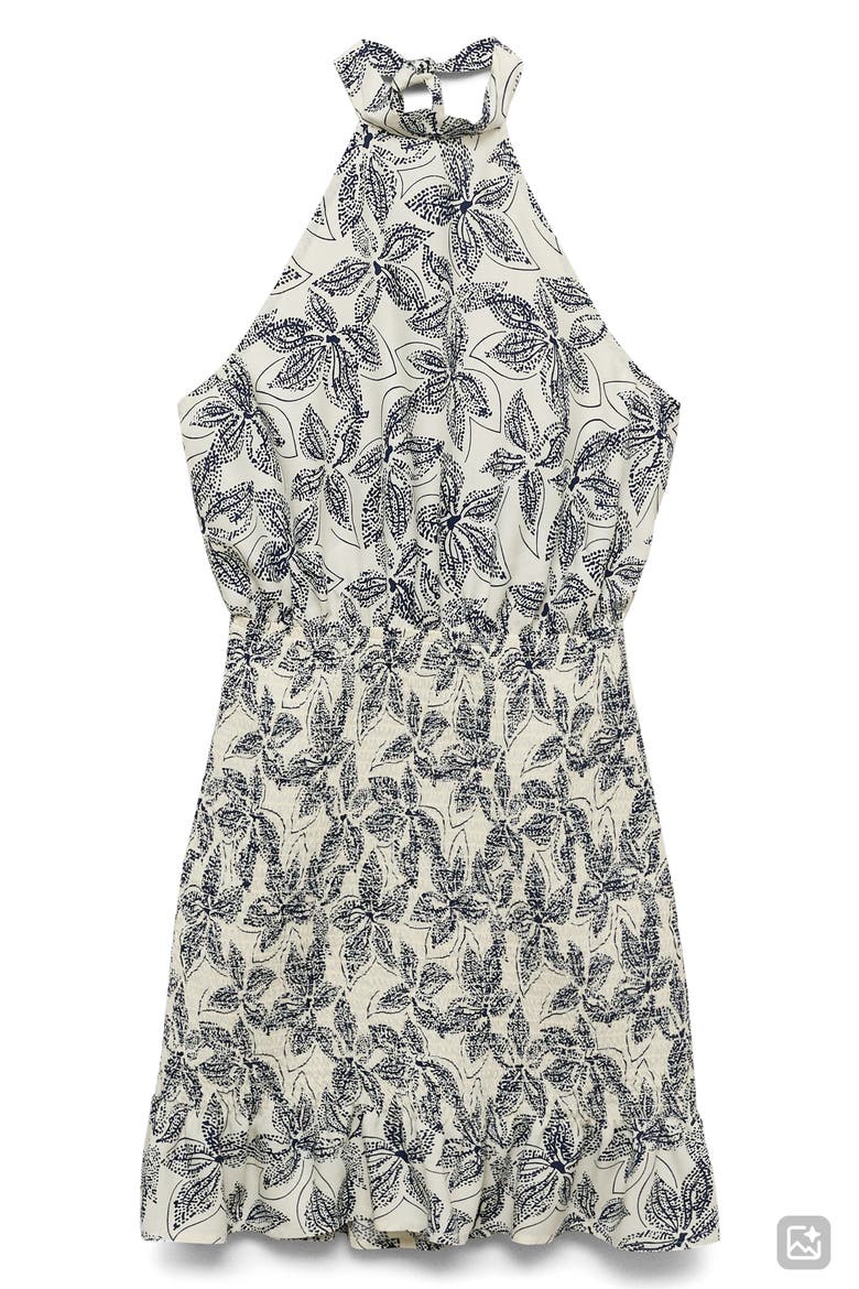 Floral Print Halter Dress, Alternate, color, OFF WHITE