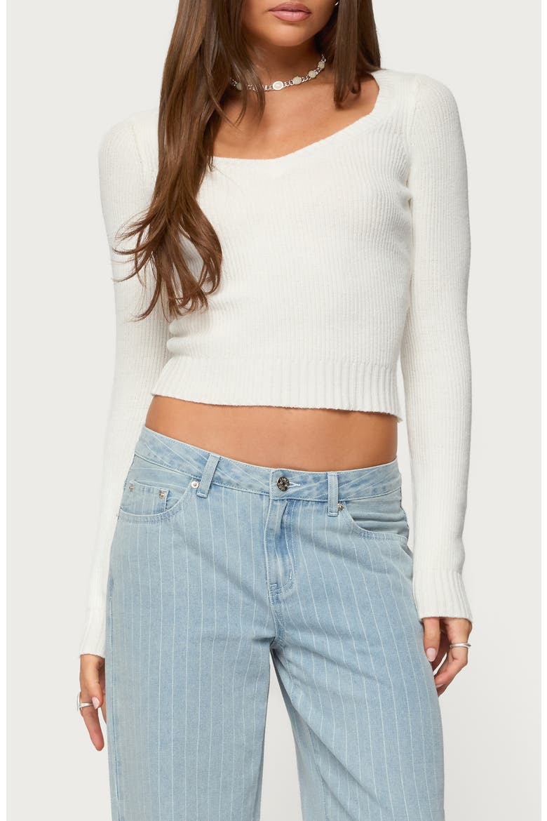 Maliah Ribbed Crop Sweater, Main, color, WHITE