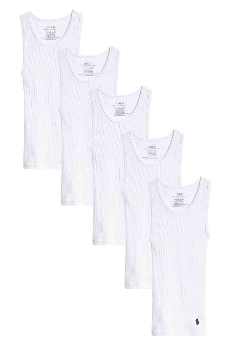Kids' 5-Pack Rib Tank Undershirts, Main, color, WHITE