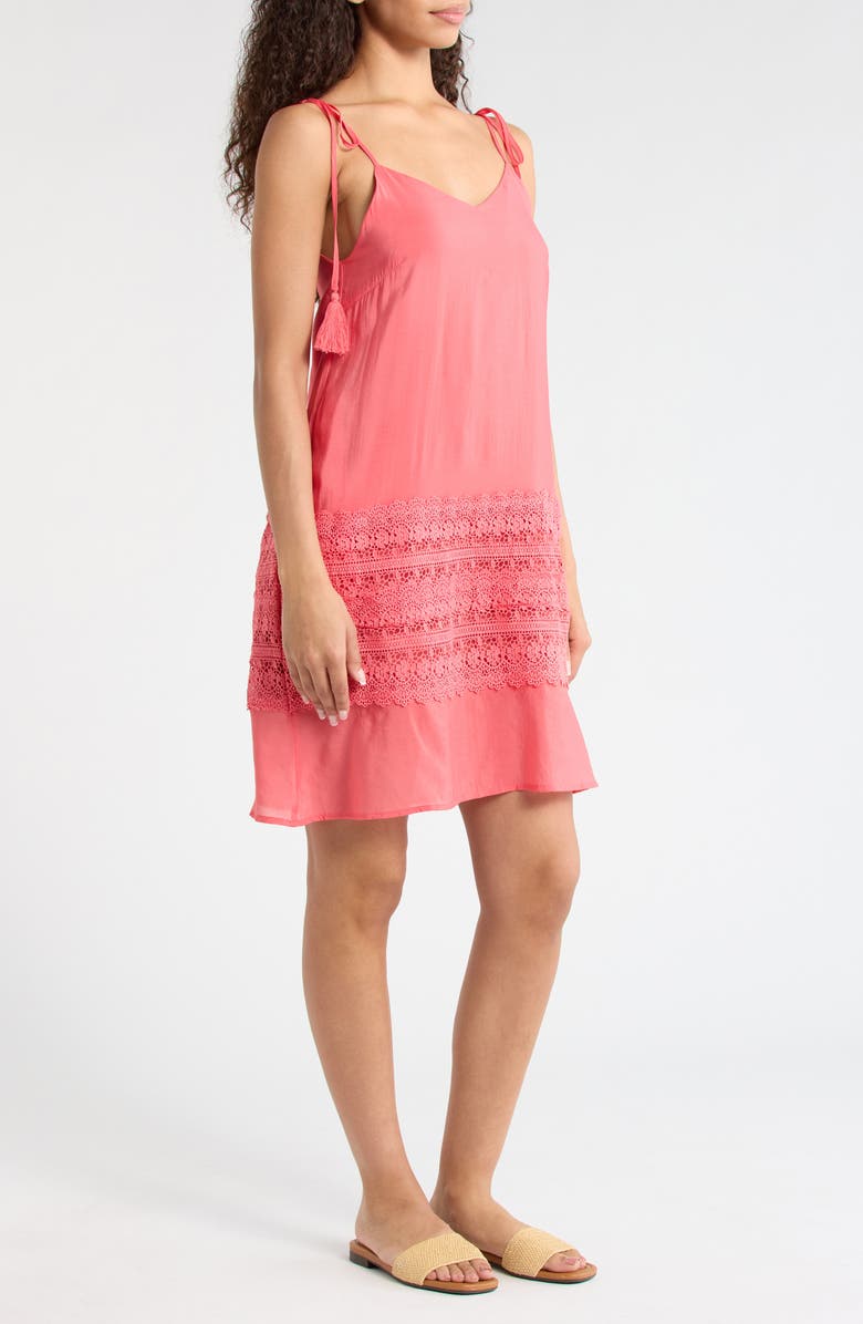 Elan Crochet Trim Cover-Up Dress, Alternate, color, Pink Bright
