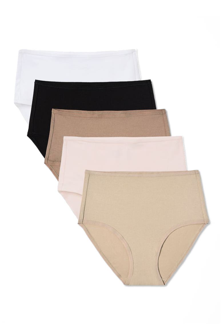 Everyday High Rise Brief 5-Pack Made With Organic Cotton, Main, color, Core Edit