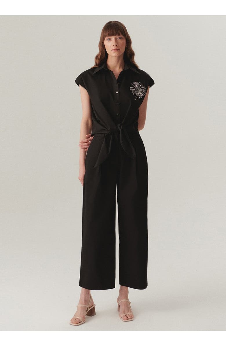 Exquise Kimberly Embellished Tie, Alternate, color, Black