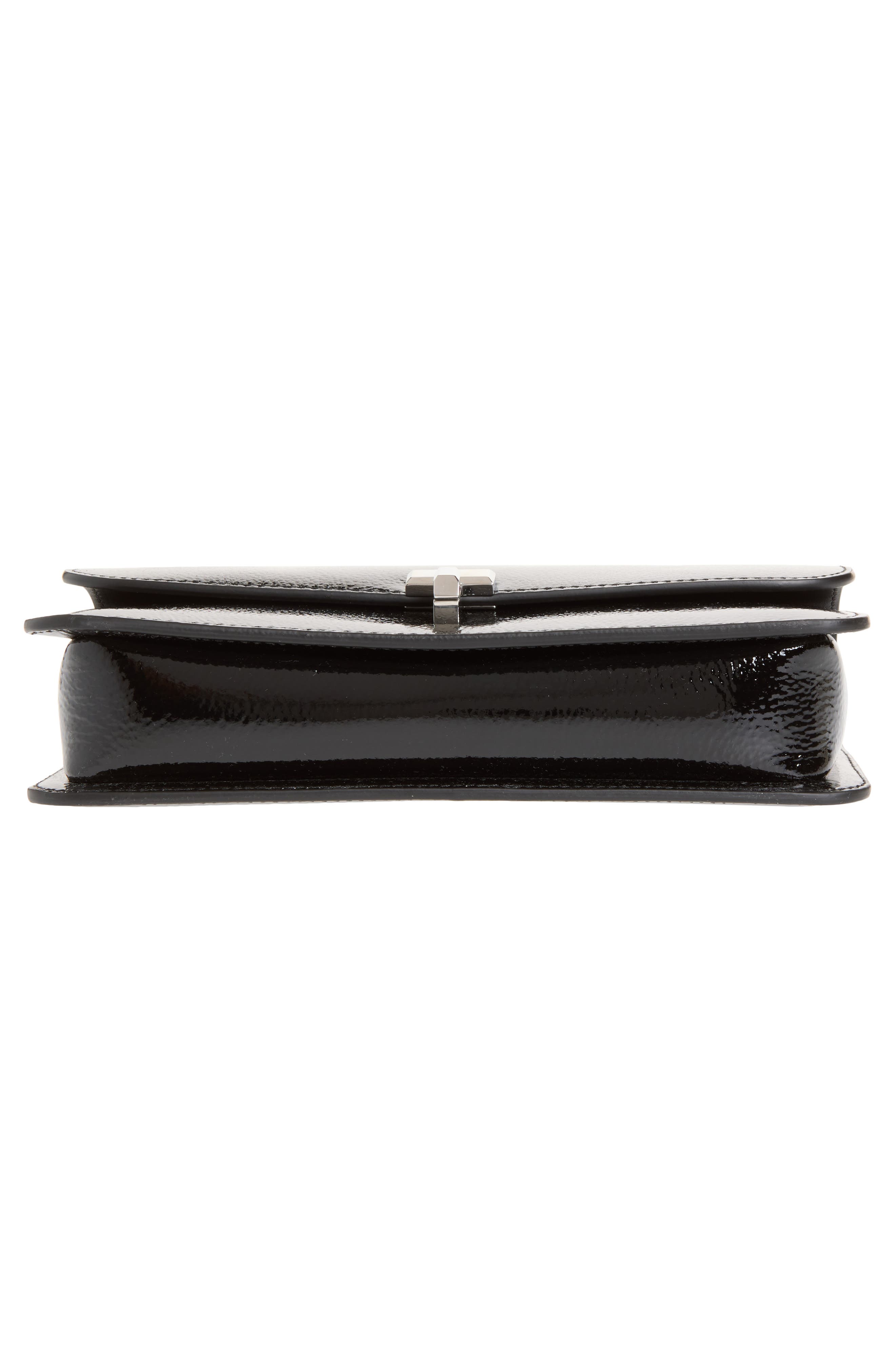 T-Lock Grained Patent Leather Crossbody Bag, Alternate, color, BLACK