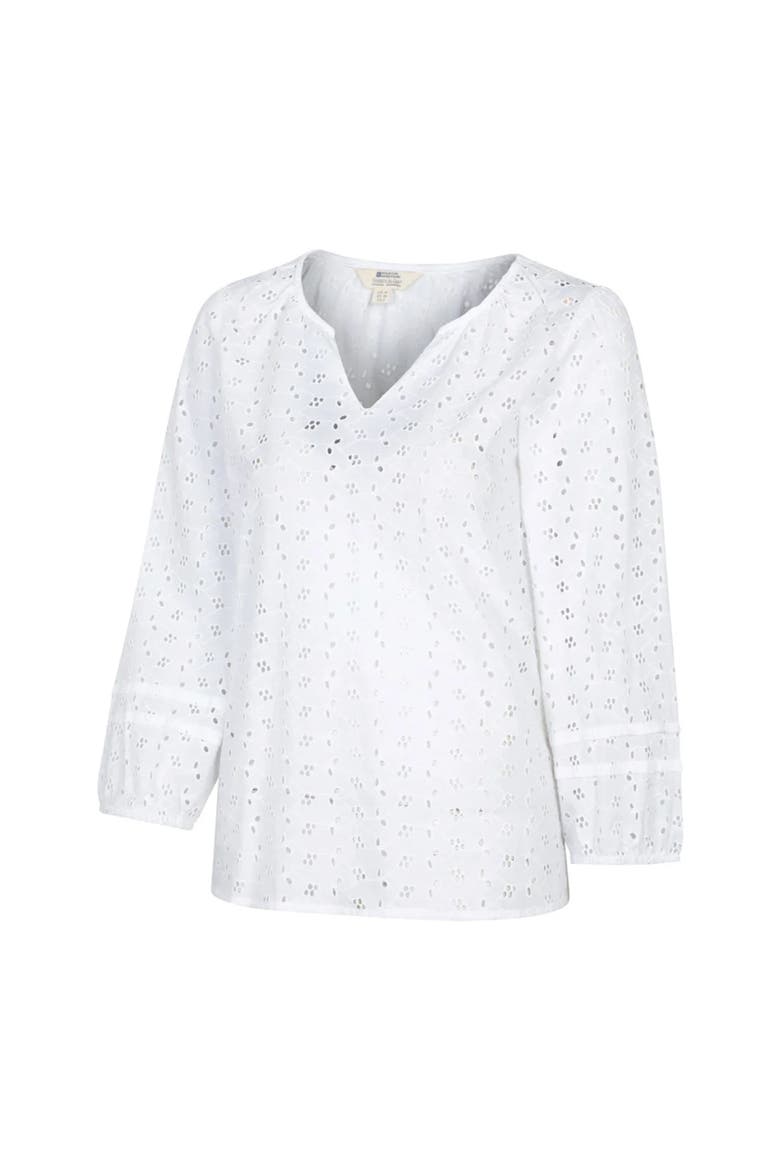Broderie Lightweight 3/4 Sleeve Casual Shirt, Alternate, color, White