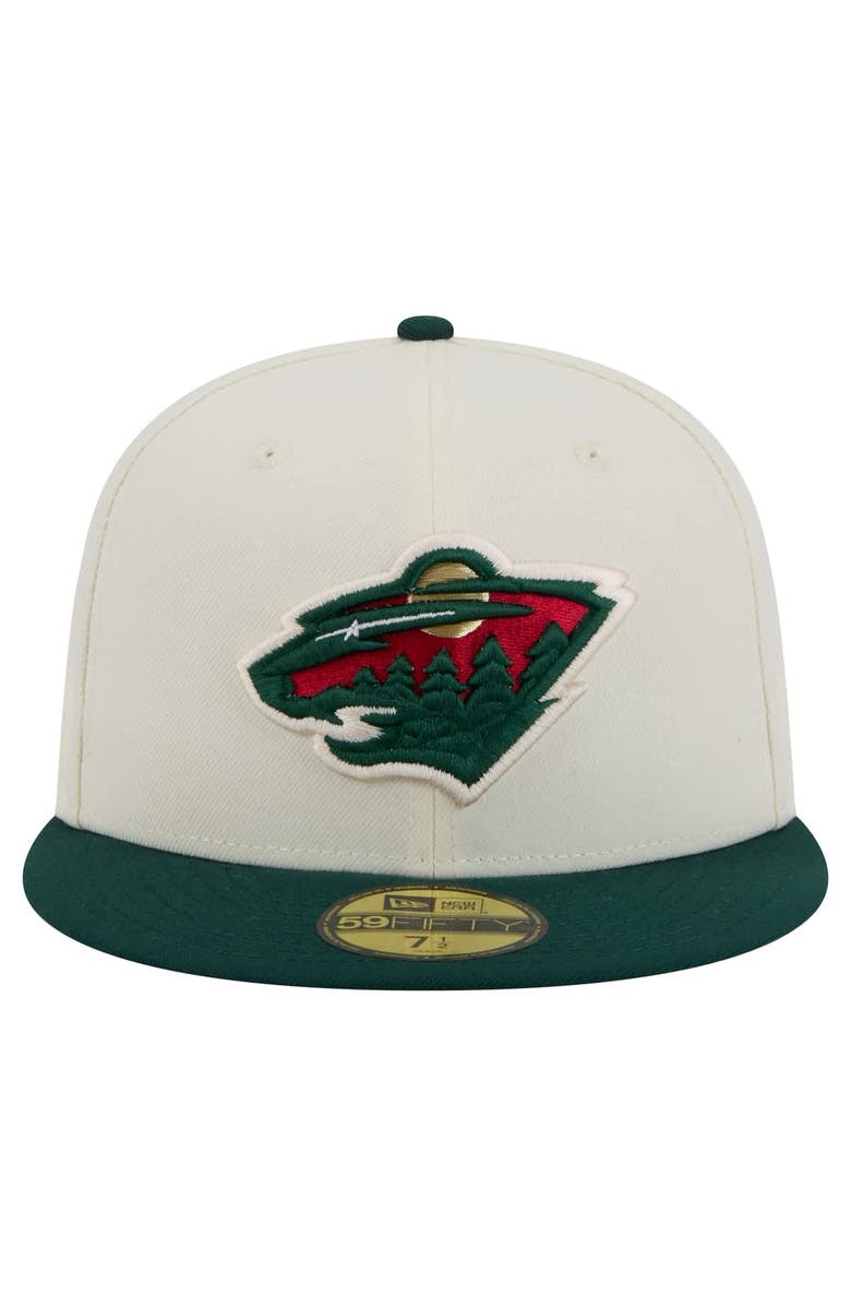 New Era Men's New Era  White Minnesota Wild Chrome Two-Toned 59FIFTY Fitted Hat, Alternate, color, 