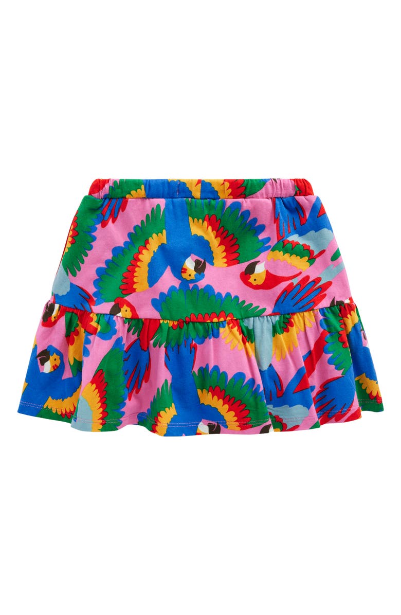 Mini Boden Kids' Tiered Cotton Jersey Skort, Alternate, color, Multi Rainbow Parrot