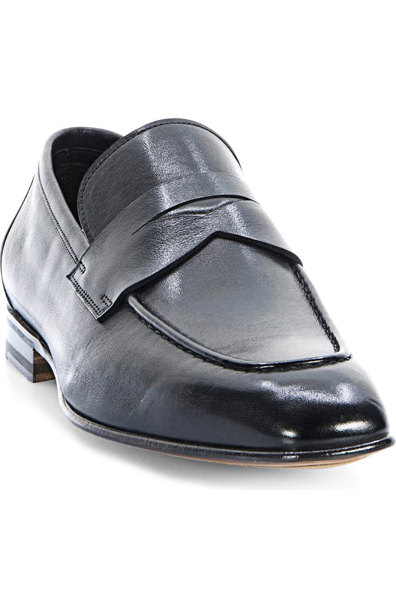 Santoni Gannon Penny Loafer, Main, color, Black