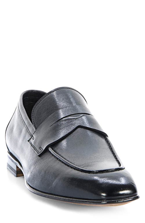 Santoni Gannon Penny Loafer In Black