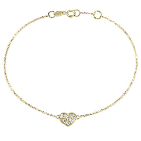 Diamond Heart Charm Bracelet 14k