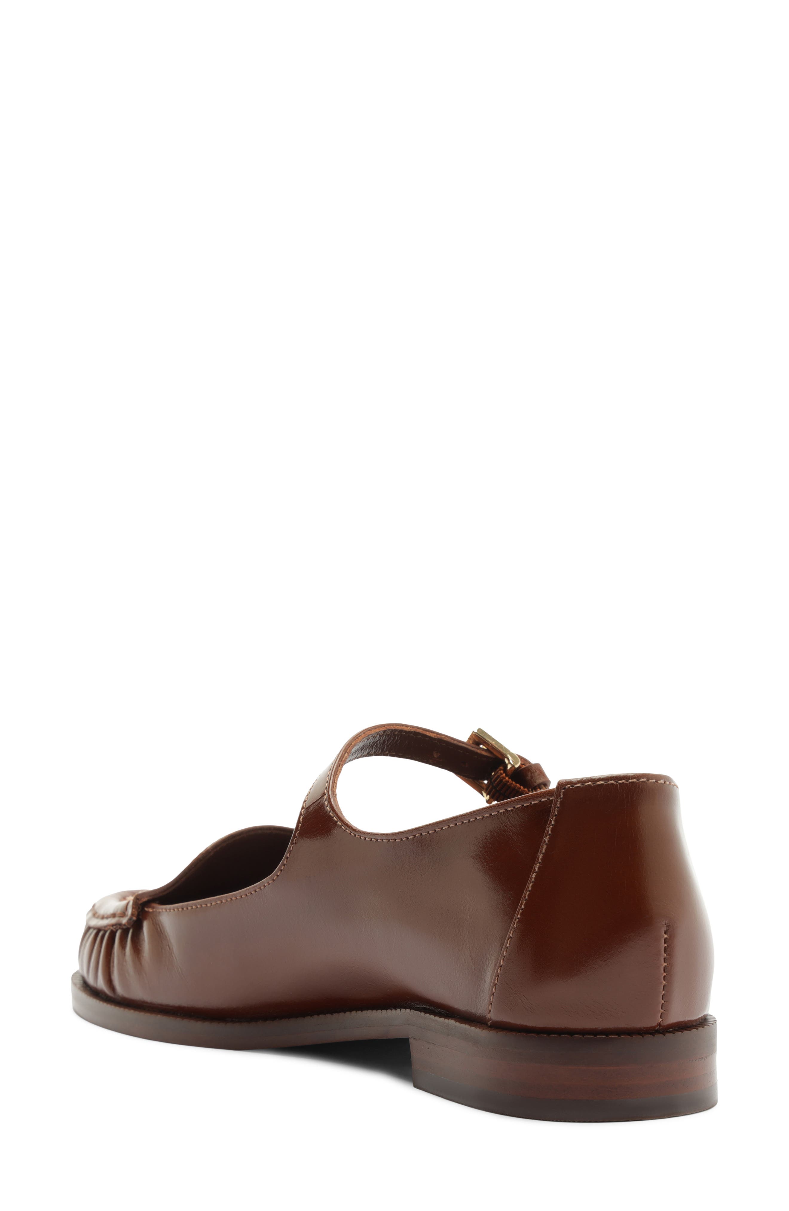 Tyla Buckle Leather Mary Jane Flat, Alternate, color, WARM TOFFEE