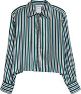 Max Mara Brama Stripe Crop Silk Button-Up Shirt