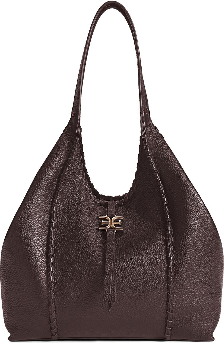 Sam Edelman Sylvia Whipstitched Expandable Tobo Bag, Alternate, color, Dark Brown