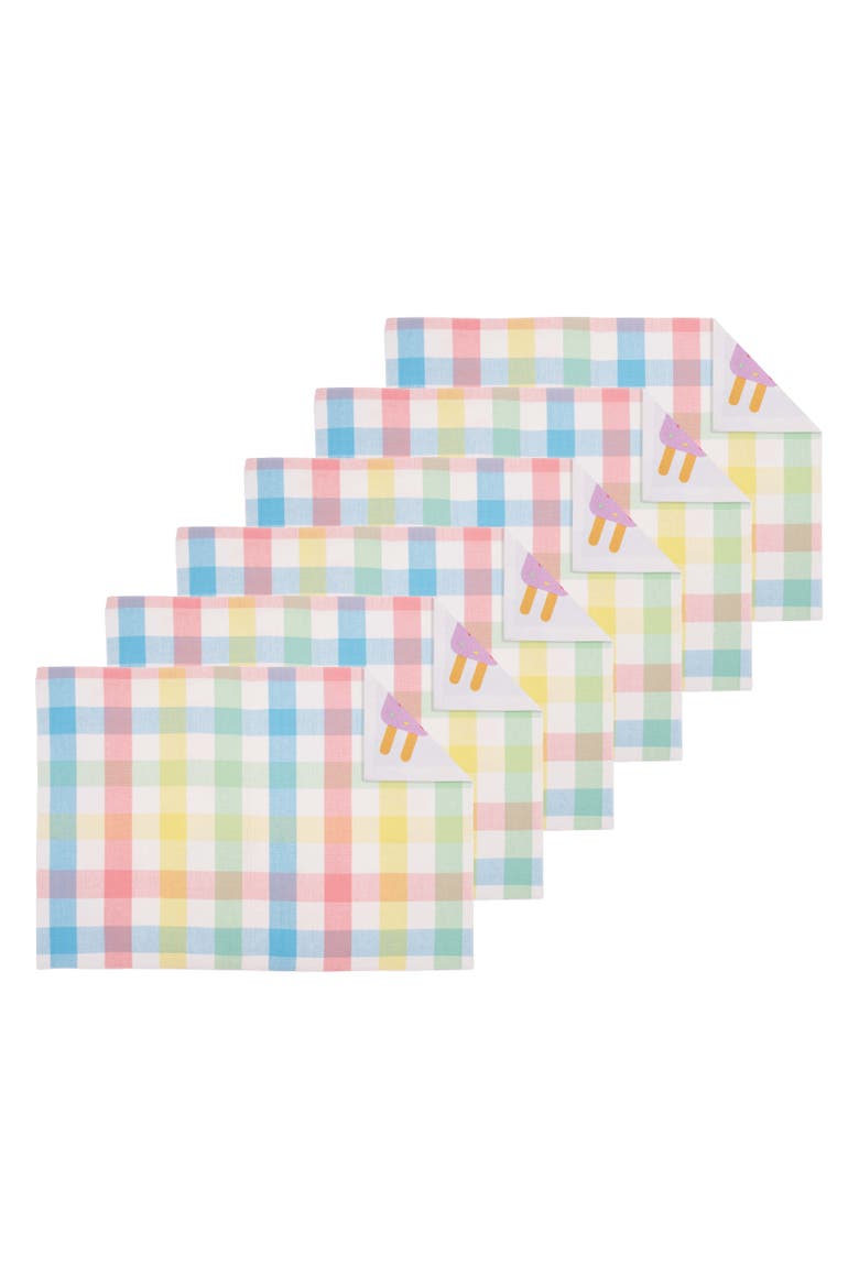 Popsicle Summer 100% Cotton Set of 6 Placemats 14" x 20", Alternate, color, Blue