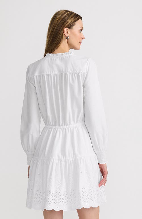 LANDS' END LANDS' END LONG SLEEVE EYELET MINI POPOVER DRESS