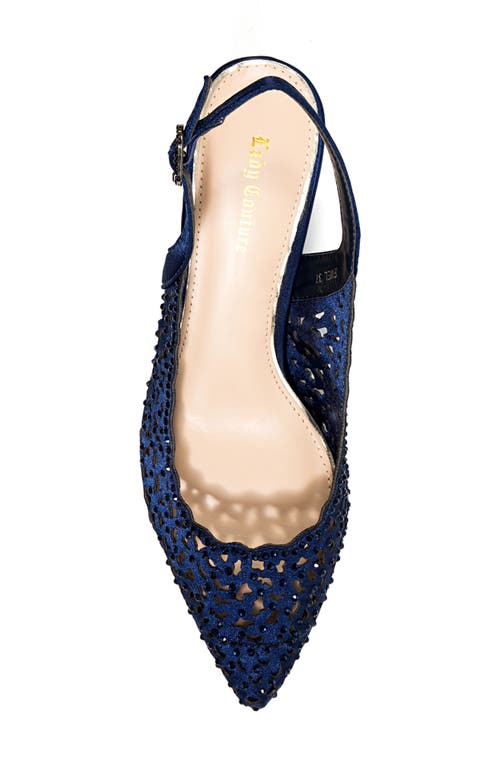 Lady Couture Rhinestone Laser Cut Slingback Pump In Blue