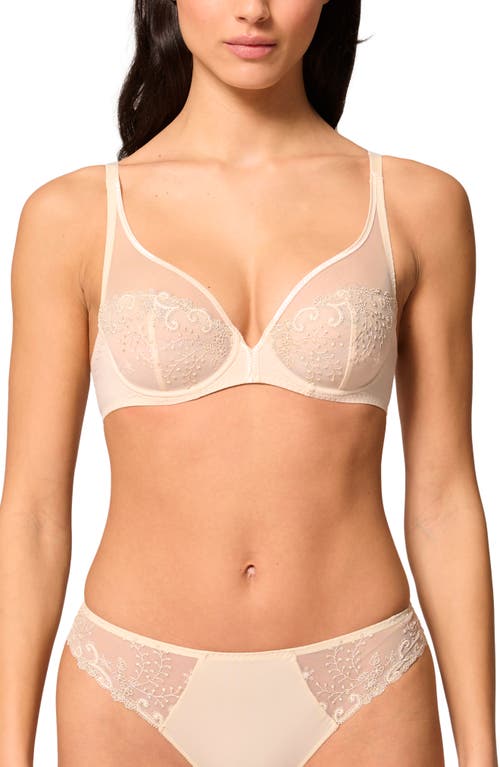 Simone Perele Delice Sheer Underwire Plunge Bra In Neutral