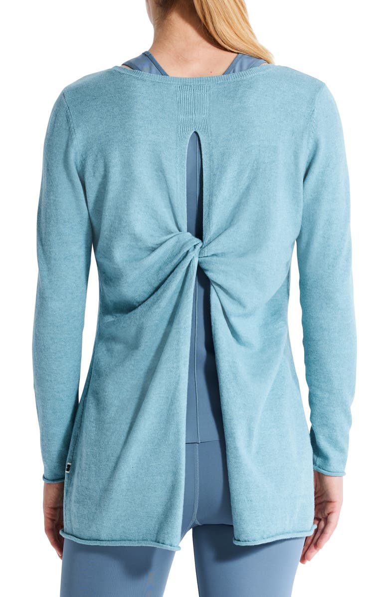 NZ ACTIVE by NIC+ZOE Cool Down Twist Back Sweater, Alternate, color, Cove
