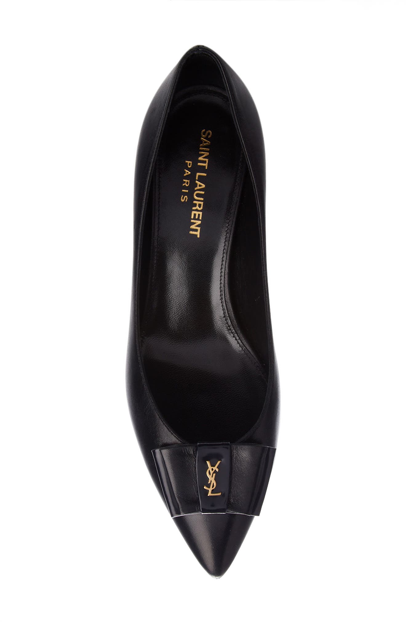 Saint Laurent Pierrot Monogram Bow Pointed Toe Pump, Alternate, color, 