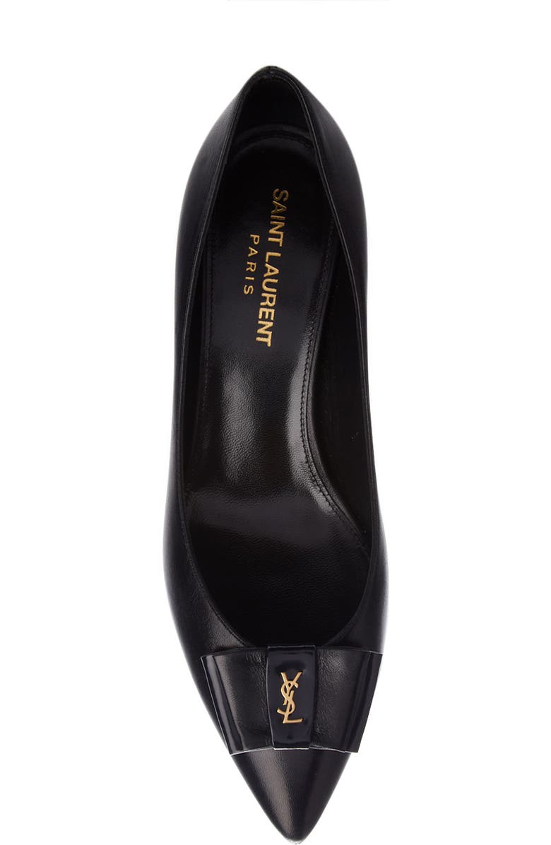 Saint Laurent Pierrot Monogram Bow Pointed Toe Pump, Alternate, color,
