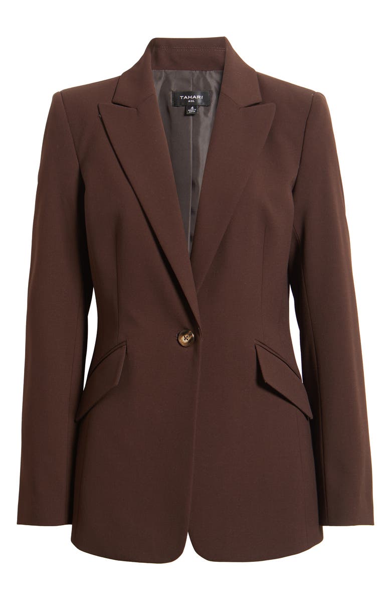 Tahari ASL One-Button Blazer, Main, color, Espresso