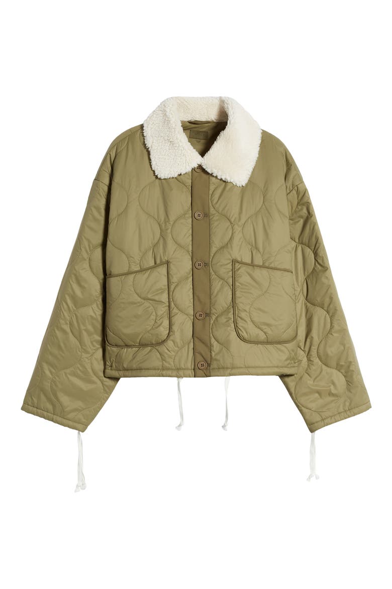 The Army Brat Quilted Water Resistant Faux Fur Collar Jacket, Alternate, color, RANK AND FILE