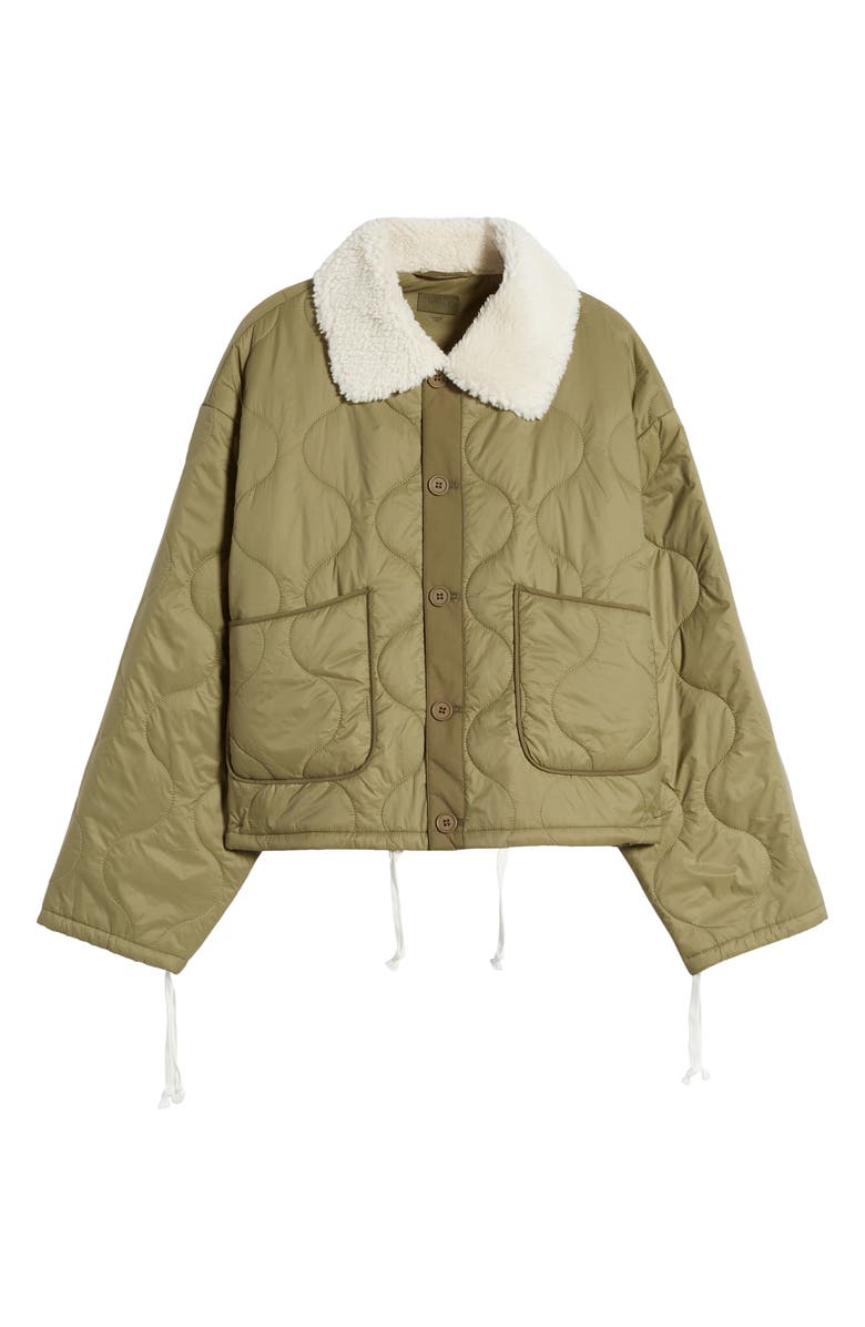 MOTHER The Army Brat Quilted Water Resistant Faux Fur Collar Jacket, Alternate, color,