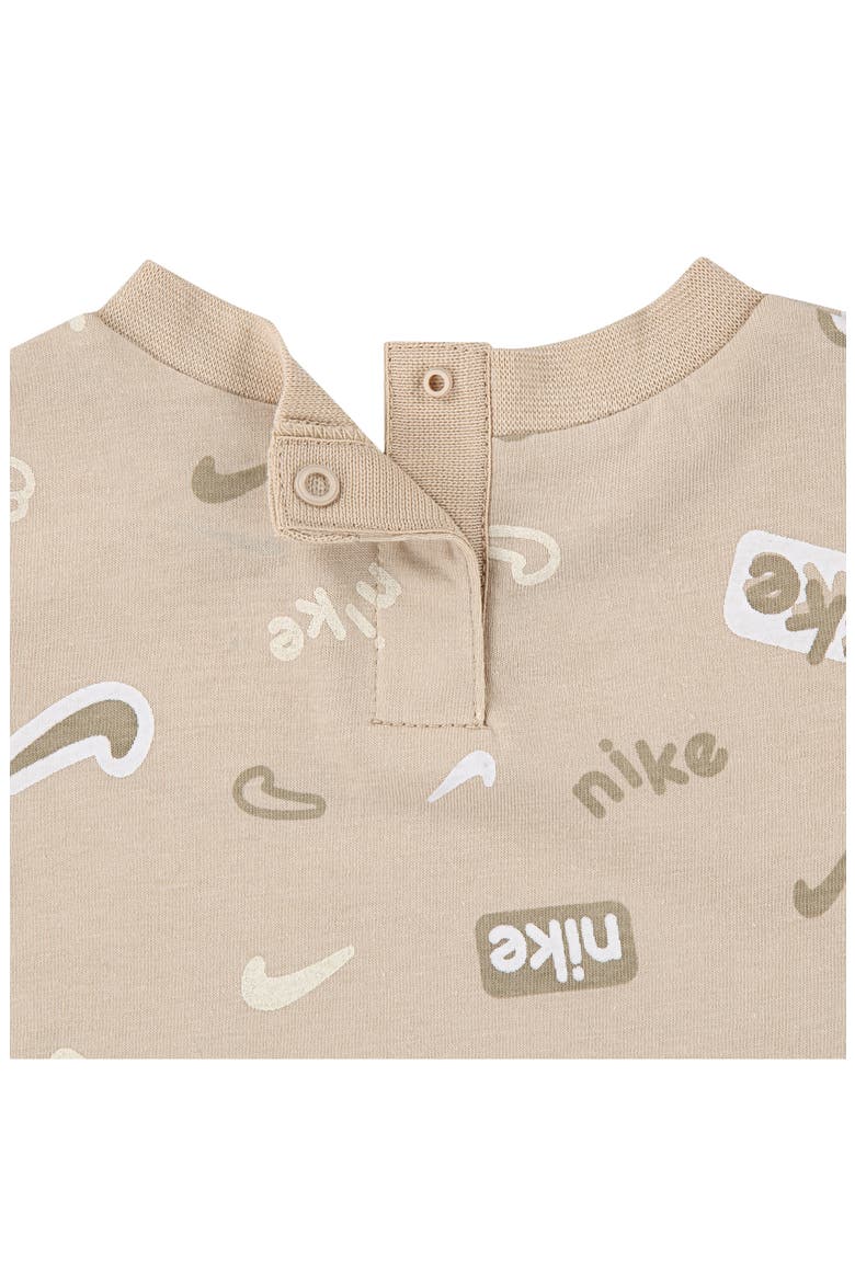 Swoosh Romper, Alternate, color, SANDDRIFT