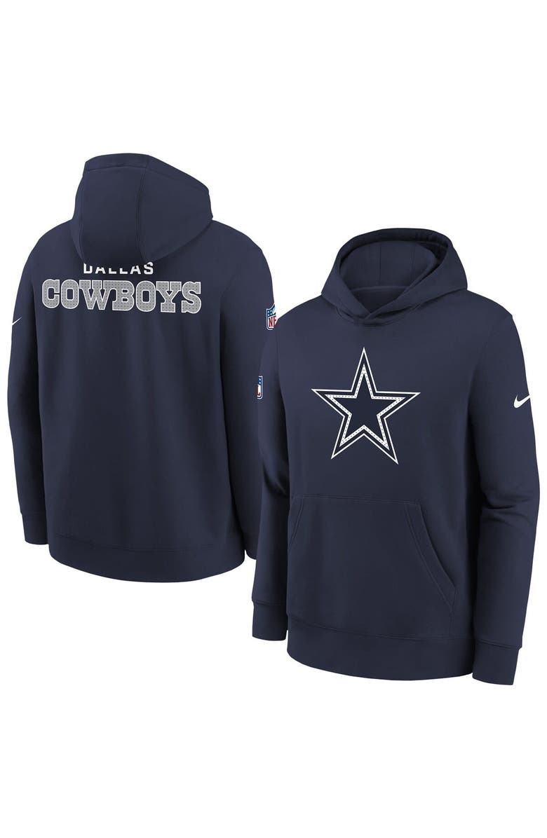 Nike Youth Nike Navy Dallas Cowboys Sideline Club Fleece Hoodie, Main, color, Navy