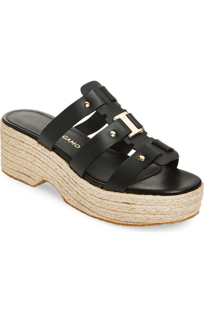 FERRAGAMO Milica Espadrille Platform Slide Sandal, Main, color,