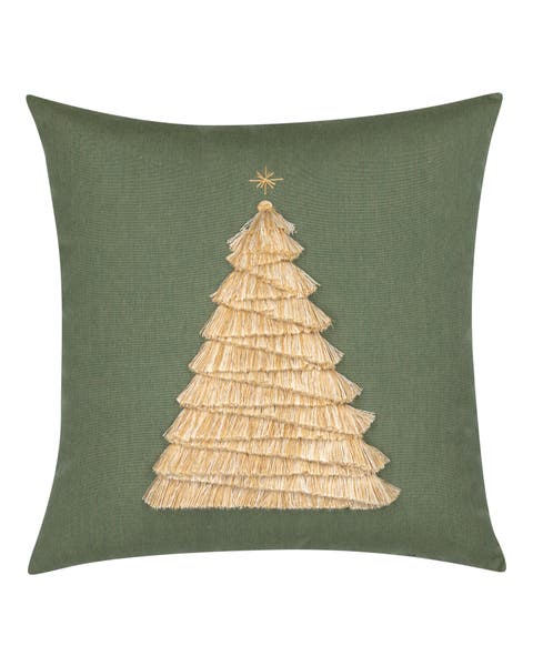 Fraser Fir Handmade Applique Woven Accent Holiday Pillow