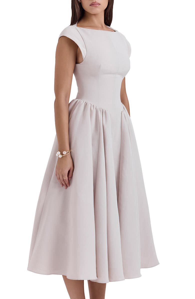 Debutante Open Back Satin Midi Dress