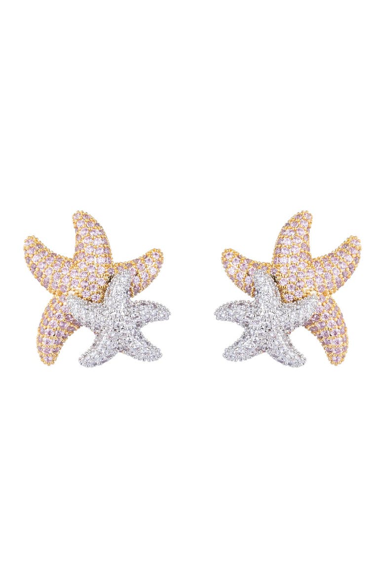 Star Fish CZ Crystal Stud Earrings, Main, color, MULTICOLOR